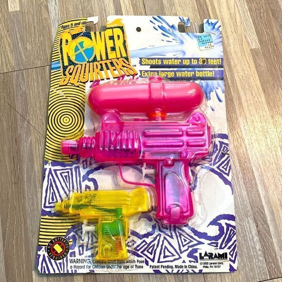 super soaker Other - Vintage 1993 Larami Power Squirters Bonus Pack Yellow & Pink Squirt  Gun Sealed
